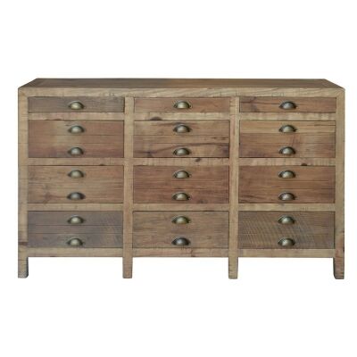 Printmakers Recycled Pine Timber 12 Drawer 138cm Sideboard