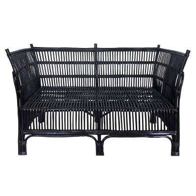 Rona Rattan Sofa, 2 Seater, Black