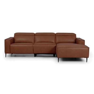 Sofi Leather Electric Recliner Sofa, 3 Seater with RHF Chaise, Tan