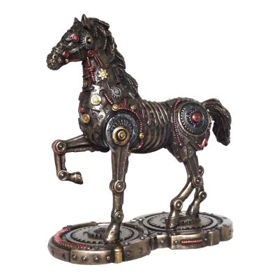 Veronese Cold Cast Bronze Coated Steampunk Statue, Mechanical Horse