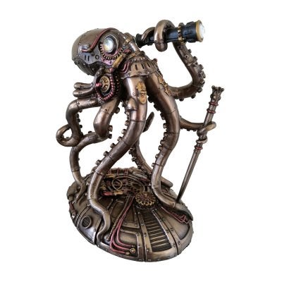 Veronese Cold Cast Bronze Coated Steampunk Statue, Seabed Hiker Octopus