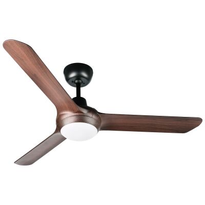 Ventair Spyda Commercial Grade Indoor / Outdoor 3 Blade Ceiling Fan with CCT LED Light, 125cm/50", Walnut