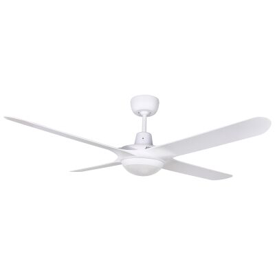 Ventair Spyda Commercial Grade Indoor / Outdoor 4 Blade Ceiling Fan with CCT LED Light, 125cm/50", Satin White