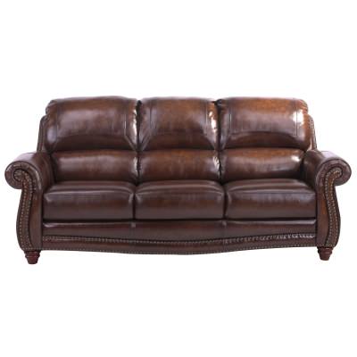 Belford Full Top Grain Leather Sofa, 3 Seater, Vintage Brown
