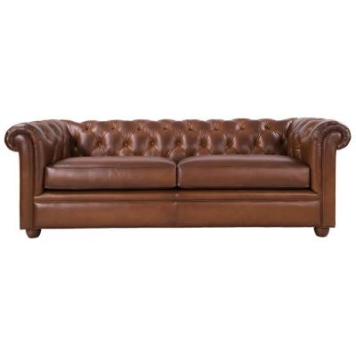 Kincaid Full Top Grain Leather Chesterfield Sofa, 3 Seater, Vintage Cognac