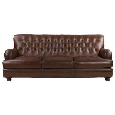 Estor Full Top Grain Leather Sofa, 3 Seater, Vintage Cognac