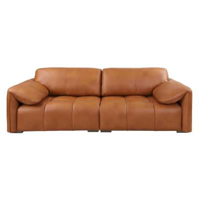 Zephyra Full Top Grain Leather Sofa, 3 Seater, Cognac
