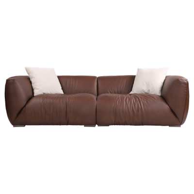 Vornet Full Top Grain Leather Sofa, 3 Seater, Chocolate