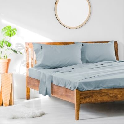Ardor 1000TC Cotton Rich Bed Sheet Set, Double, Blue