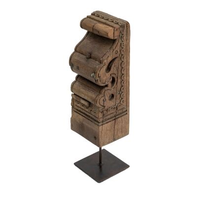 Toda Carved Timber Ornament on Metal Stand