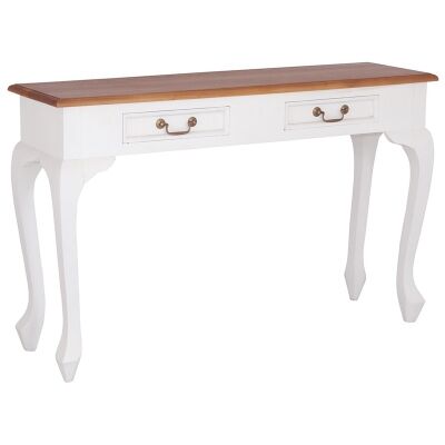 Queen Ann Mahogany Timber Sofa Table, 120cm, Caramel / White