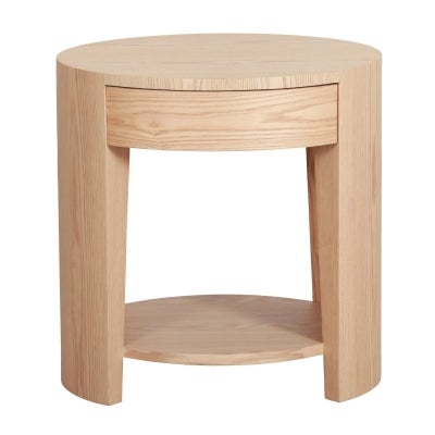 Alissa Wooden Round Side Table, Natural