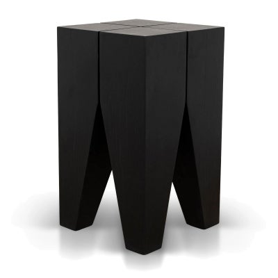 Vellin Oak Timber Square Side Table, Black