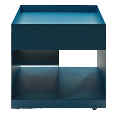 Britton Iron Tray Top Side Table with Castors, Blue