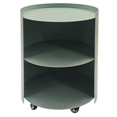 Meravine Iron Round Mobile Side Table, Sage