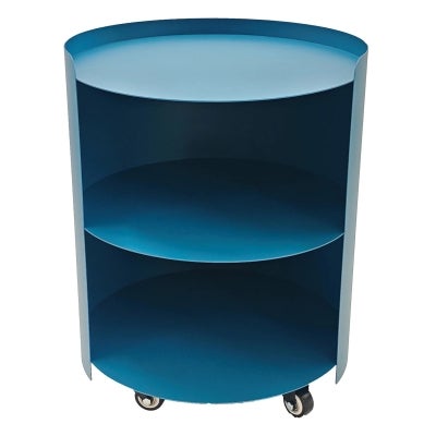 Meravine Iron Round Mobile Side Table, Navy
