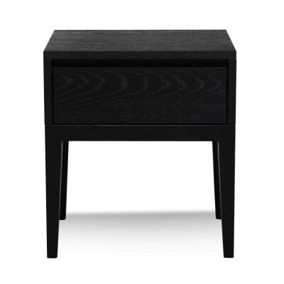Asger Wooden Bedside Table, Black