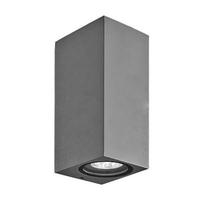 Ames IP54 Exterior Up / Down Wall Light, Square, Silver
