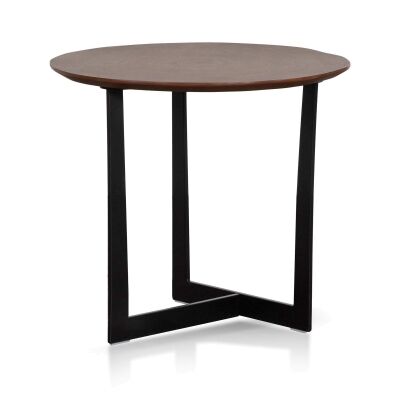 Davik Wood & Iron Side Table, Walnut / Black