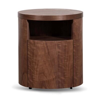 Vicosa Wooden Round Bedside Table, Walnut