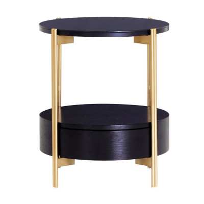 Starlyn Round Side Table, Black / Gold