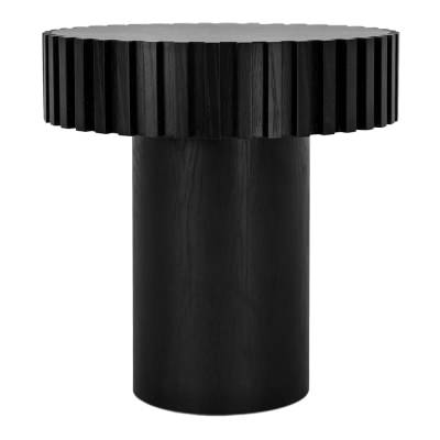 Villeda Wooden Round Side Table, Black