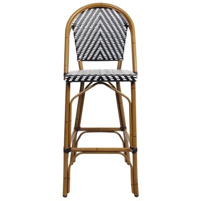 Amalfi Commercial Grade Wicker & Aluminium Indoor / Outdoor Bar Chair, Black