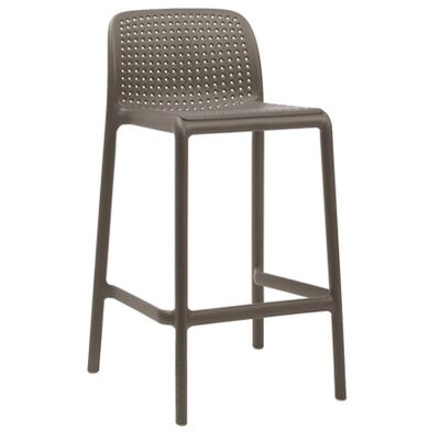 Bora Italian Made Commercial Grade Stackable Indoor / Outdoor Counter Stool, Taupe