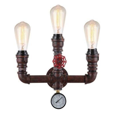 Steam Aged Iron Pipe 3 Light Wall Sconce