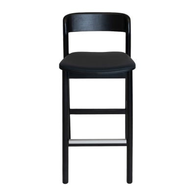 Matilda Commercial Grade Ashwood Bar Stool, Vinyl Seat, Black
