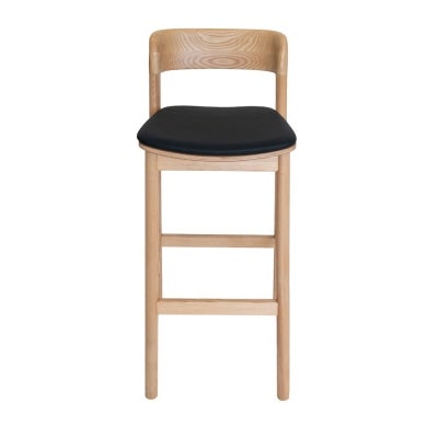 Matilda Commercial Grade Ashwood Bar Stool, Vinyl Seat, Natural / Black