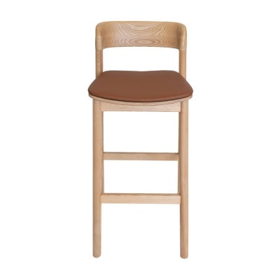 Matilda Commercial Grade Ashwood Bar Stool, Vinyl Seat, Natural / Tan