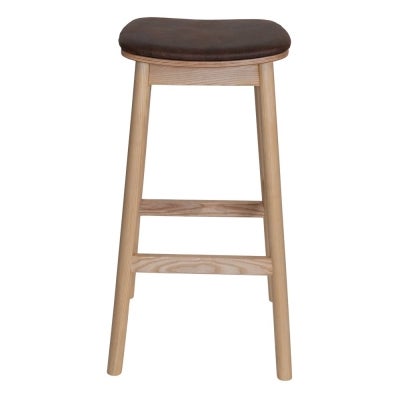 Matilda Commercial Grade Ashwood Backless Bar Stool, Eastwood Fabric Seat, Natural / Bison