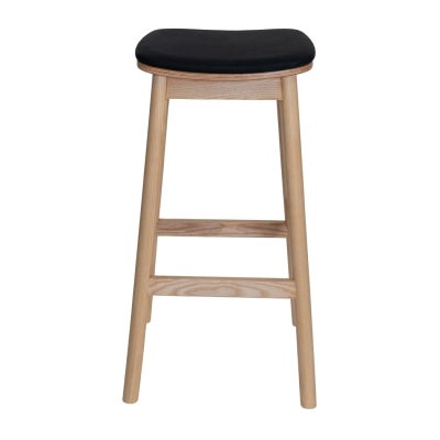 Matilda Commercial Grade Ashwood Backless Bar Stool, Vinyl Seat, Natural / Black