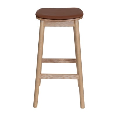 Matilda Commercial Grade Ashwood Backless Bar Stool, Vinyl Seat, Natural / Tan