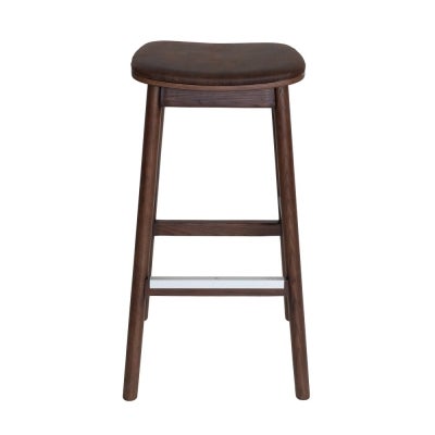 Matilda Commercial Grade Ashwood Backless Bar Stool, Eastwood Fabric Seat, Walnut / Bison