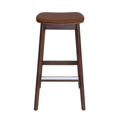 Matilda Commercial Grade Ashwood Backless Bar Stool, Vinyl Seat, Walnut / Tan