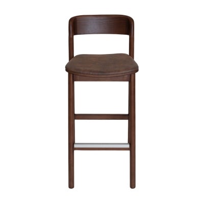 Matilda Commercial Grade Ashwood Bar Stool, Eastwood Fabric Seat, Walnut / Bison