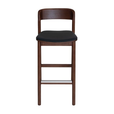 Matilda Commercial Grade Ashwood Bar Stool, Vinyl Seat, Walnut / Black