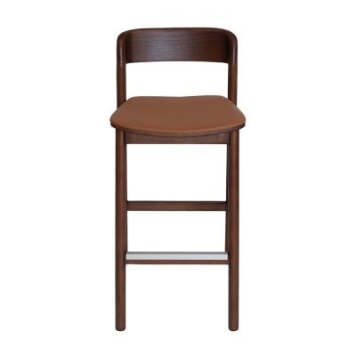 Matilda Commercial Grade Ashwood Bar Stool, Vinyl Seat, Walnut / Tan
