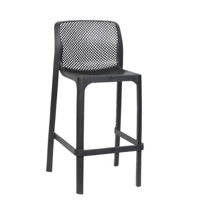 Net Italian Made Commercial Grade Indoor / Outdoor Counter Stool, Anthracite
