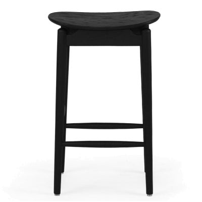 Muse American Oak Counter Stool, Timber Seat, Black
