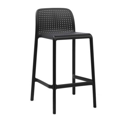 Bora Italian Made Commercial Grade Stackable Indoor / Outdoor Counter Stool, Anthracite