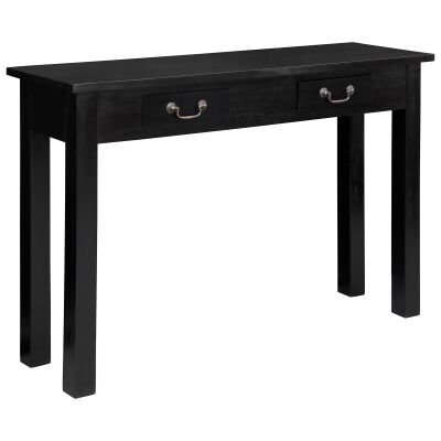Malacca Mahogany Timber 2 Drawer Sofa Table, 120cm, Black