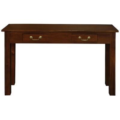 Malacca Mahogany Timber 2 Drawer Sofa Table, 120cm, Mahogany