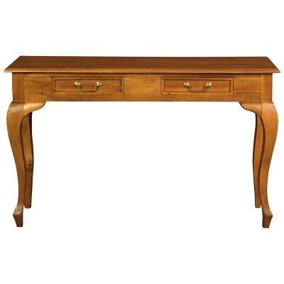 Queen Ann Mahogany Timber Sofa Table, 120cm, Light Pecan