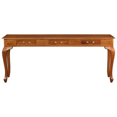 Queen Ann Mahogany Timber Sofa Table, 180cm, Light Pecan