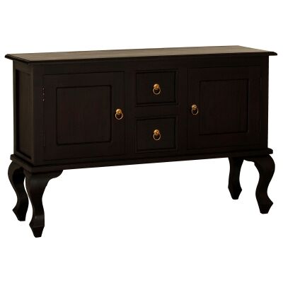 Queen Ann Mahogany Timber 2 Door 2 Drawer Sofa Table, 130cm, Chocolate