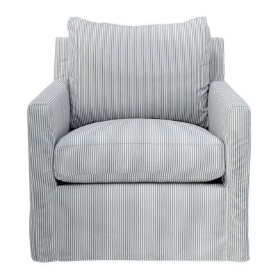 Darrington Fabric Slipcovered Swivel Armchair, Cool Breeze Blue