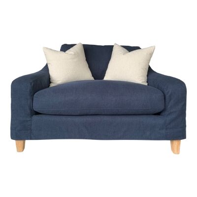 Westerly Fabric Slipcover Sofa, 1.5 Seater, Navy